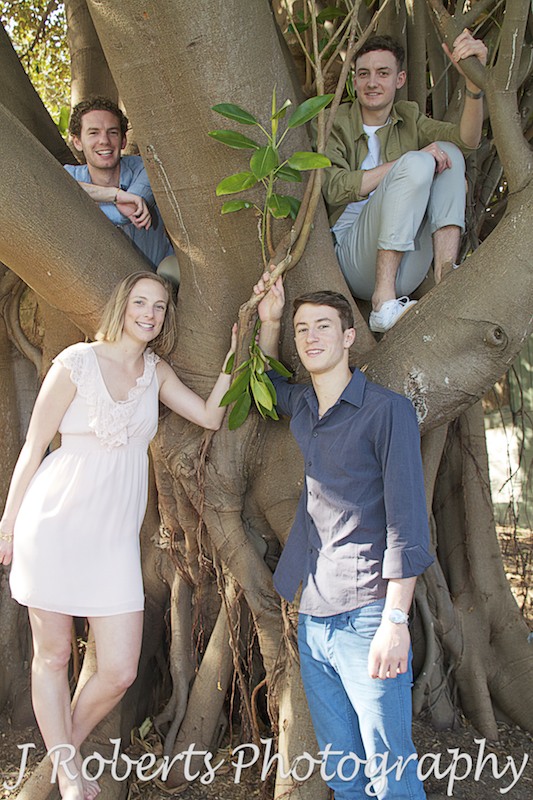 photo of siblings sitting in a tree - Family Portrait Photography Sydney